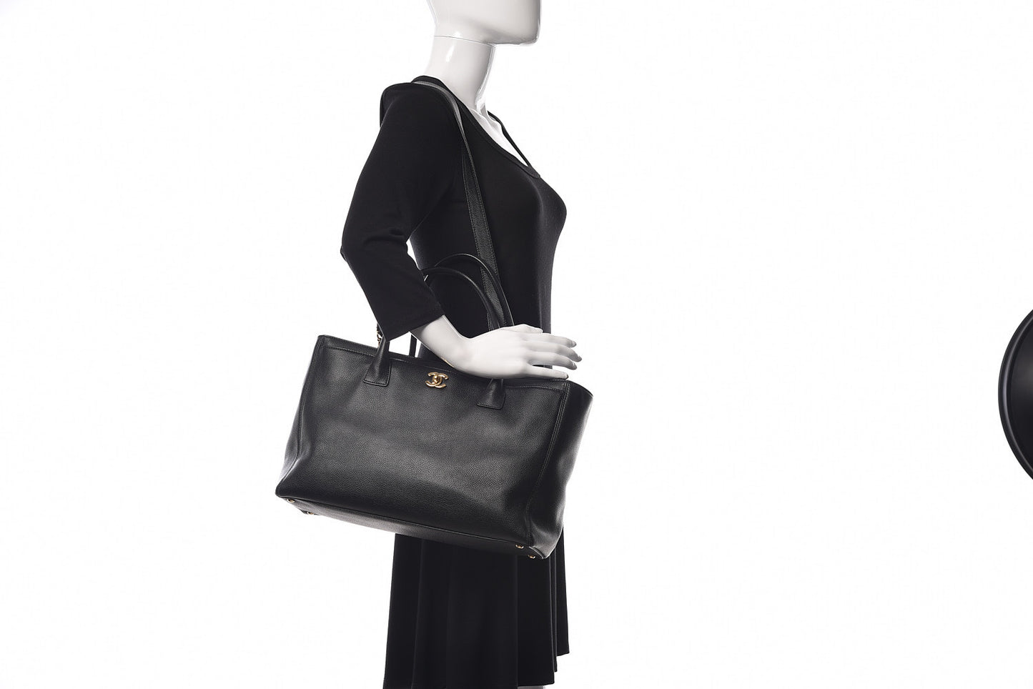 Calfskin Cerf Shopper Tote Black