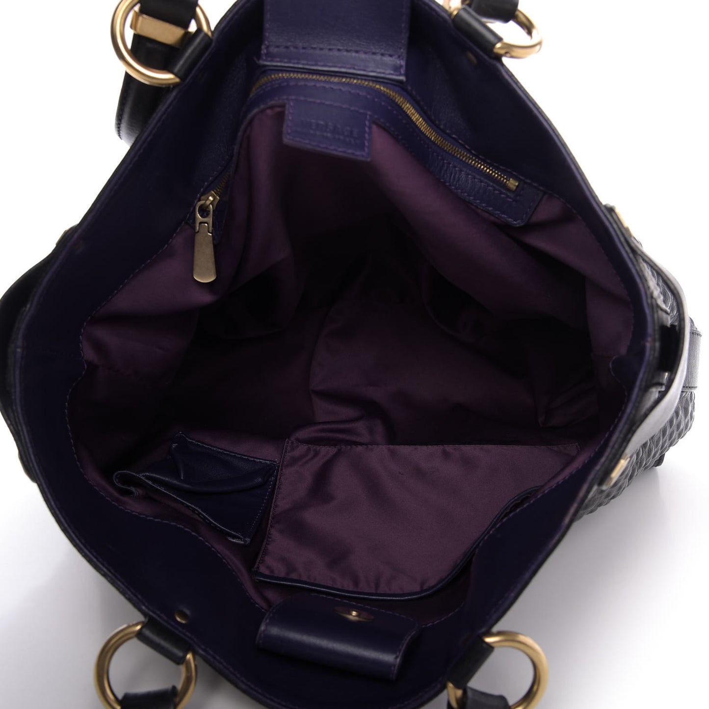 Nappa Embossed Studded Tote Black