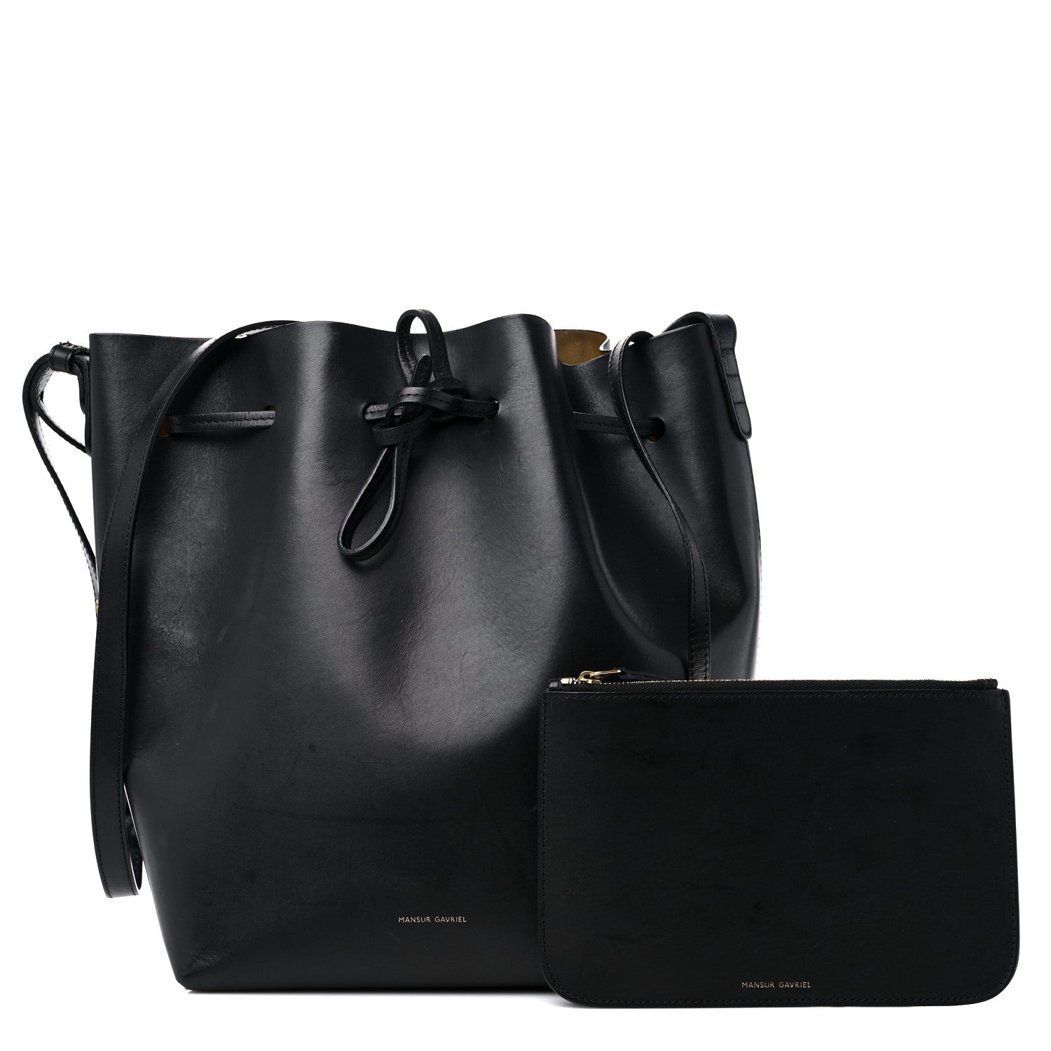 Mansur Gavriel Vegetable Tanned Calfskin Bucket Bag Black Oro 1 of 16