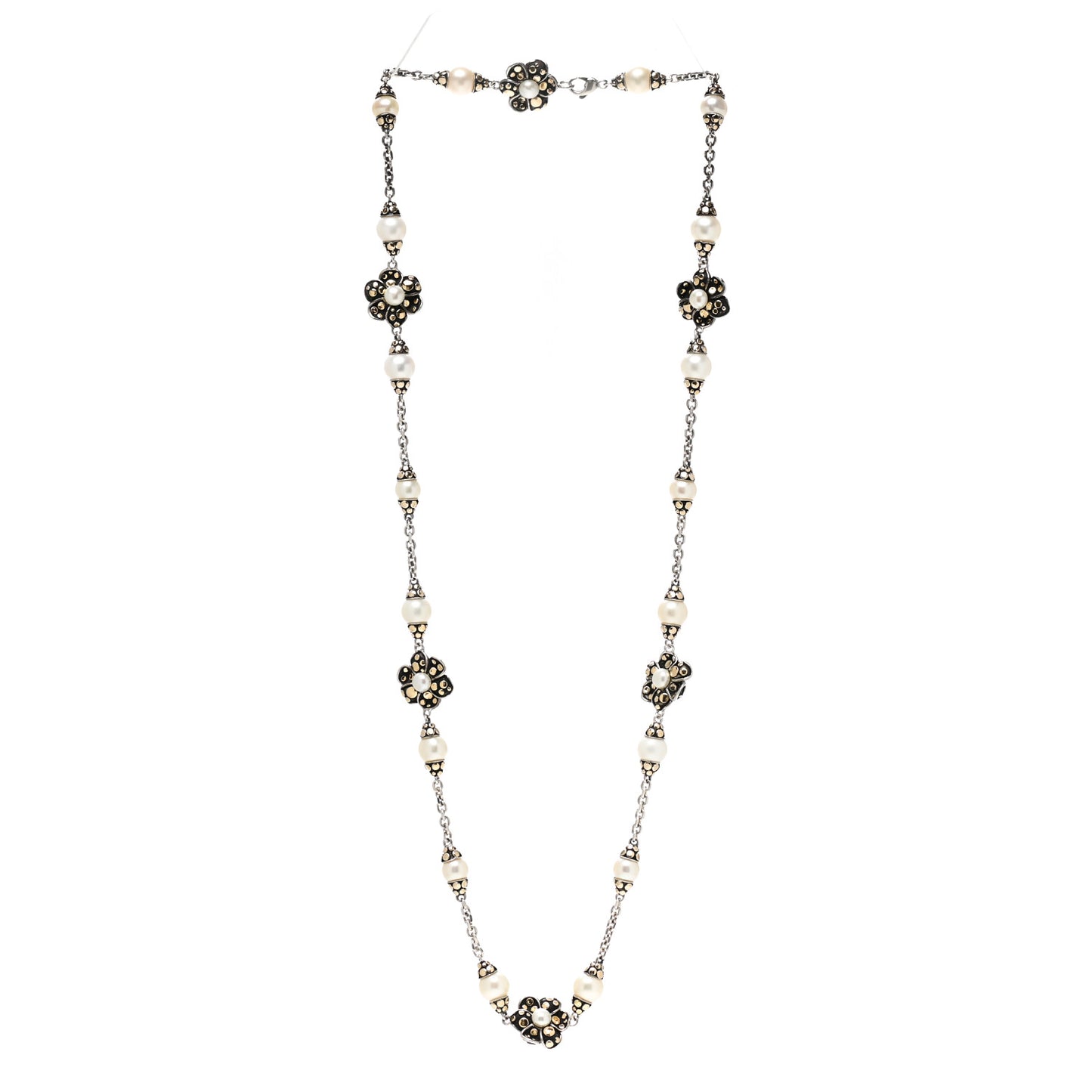 Sterling Silver 18K Gold Pearl Ayu Jasmine Necklace