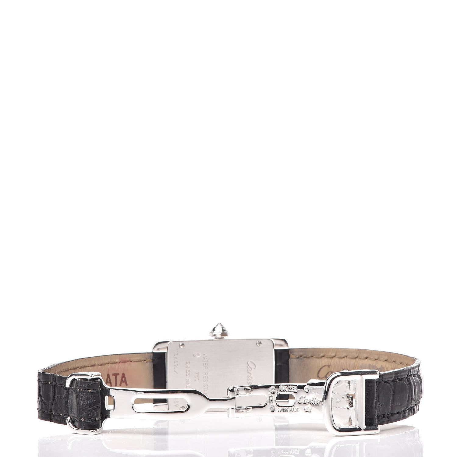 Cartier 18K White Gold Alligator Diamond Bezel 19mm Tank Americaine Quartz Watch 5 of 15