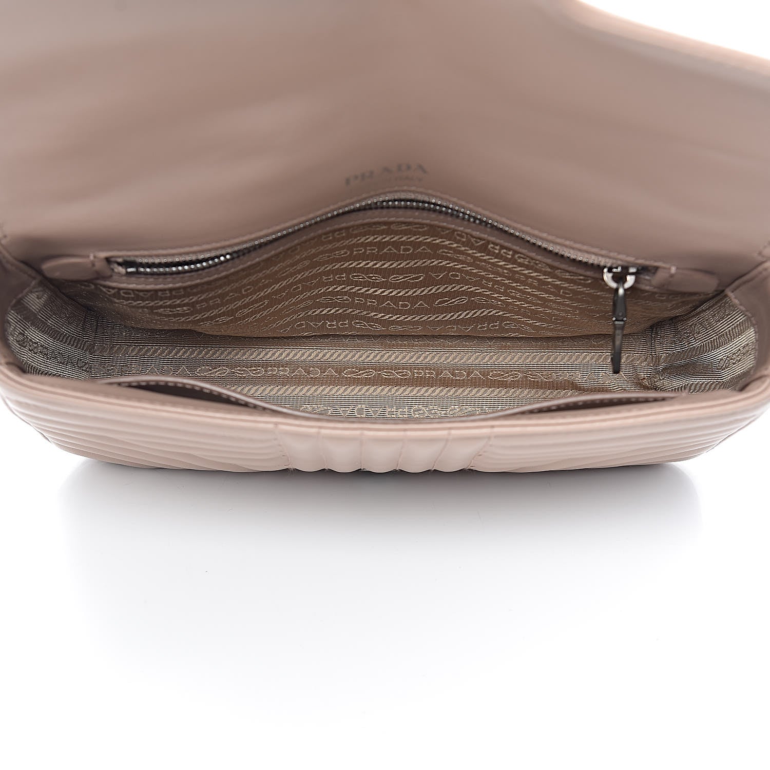 Prada Soft Calfskin Impunture Diagramme Medium Chain Flap Shoulder Bag Cipria 5 of 9