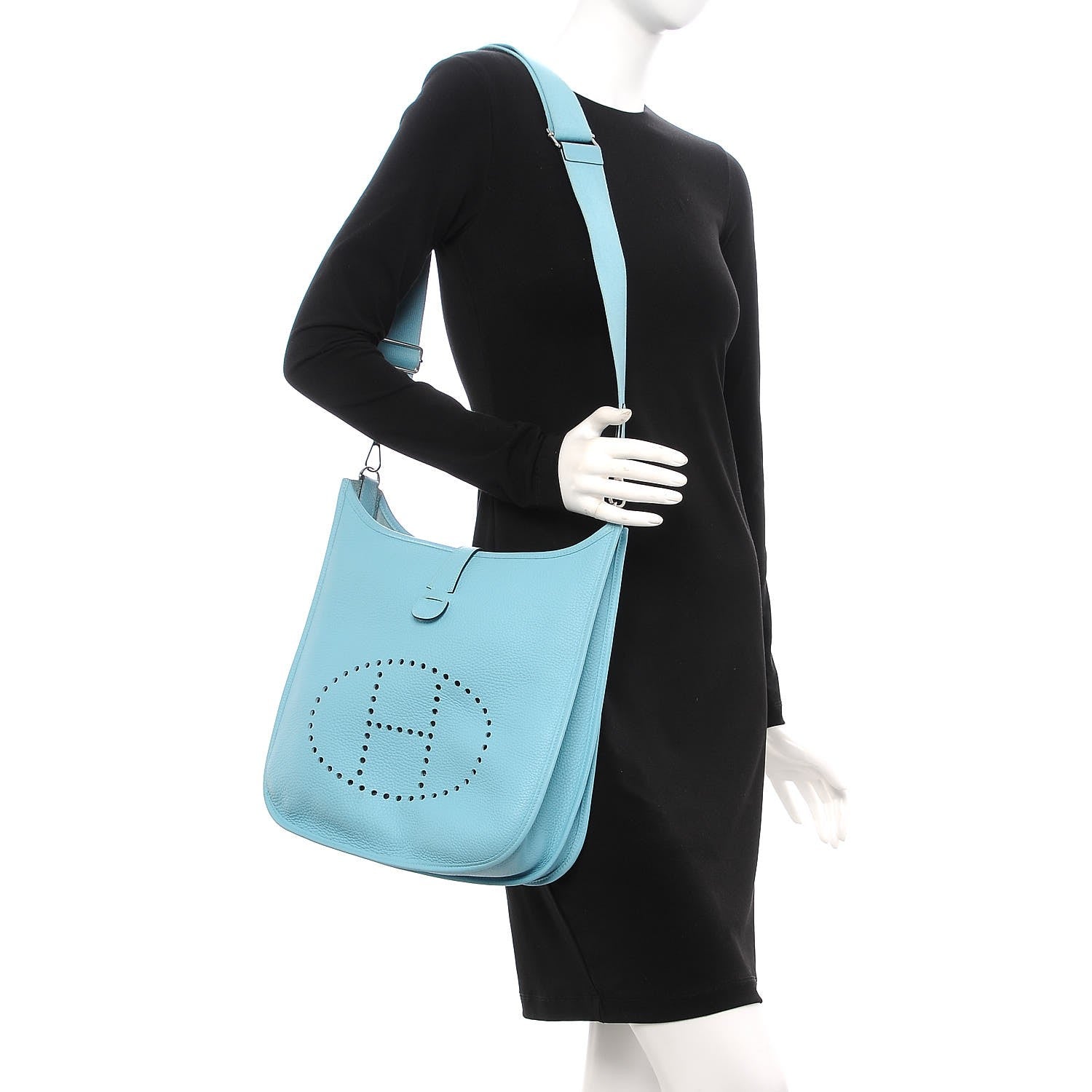 Hermes Taurillon Clemence Evelyne III GM Bleu Atoll 2 of 13