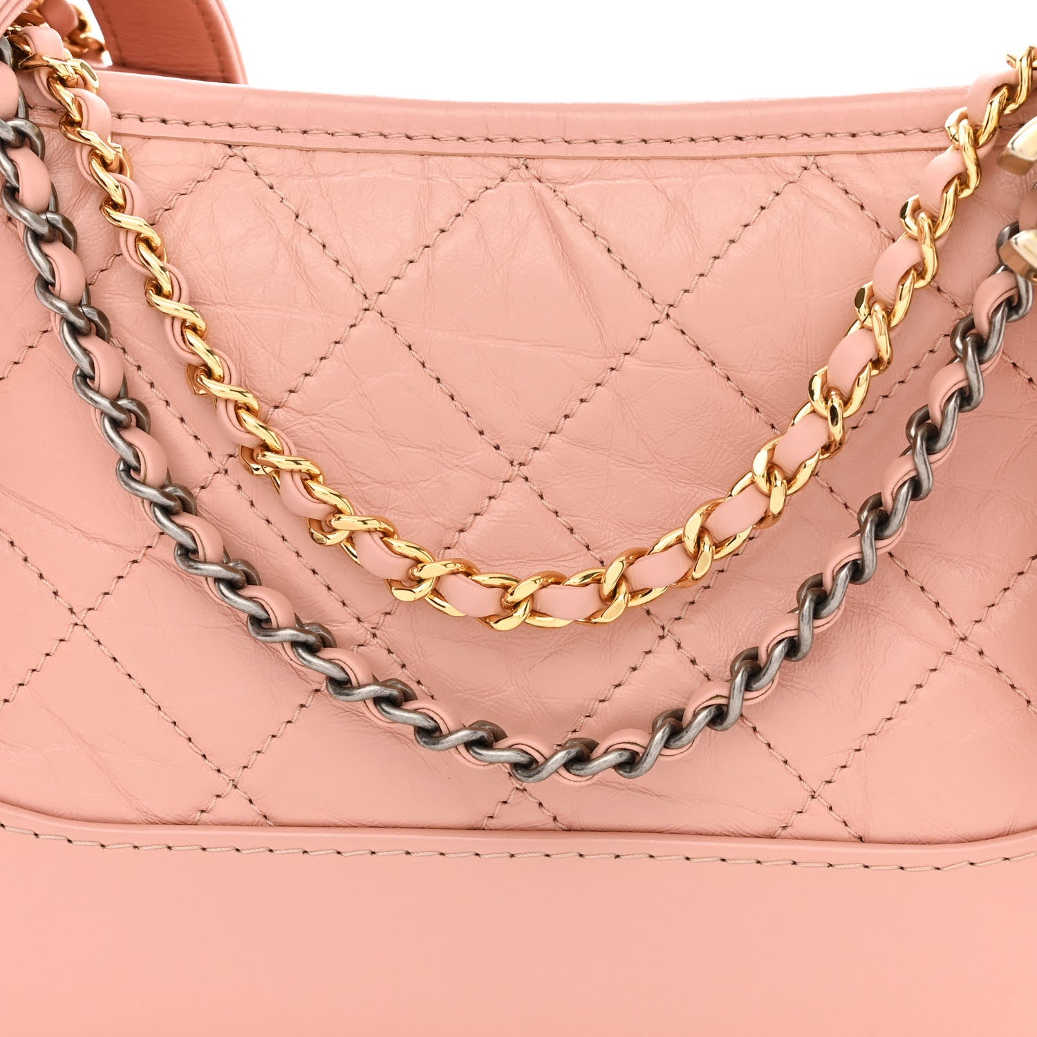 Chanel Aged Calfskin Quilted Small Gabrielle Hobo Pink 8 of 10