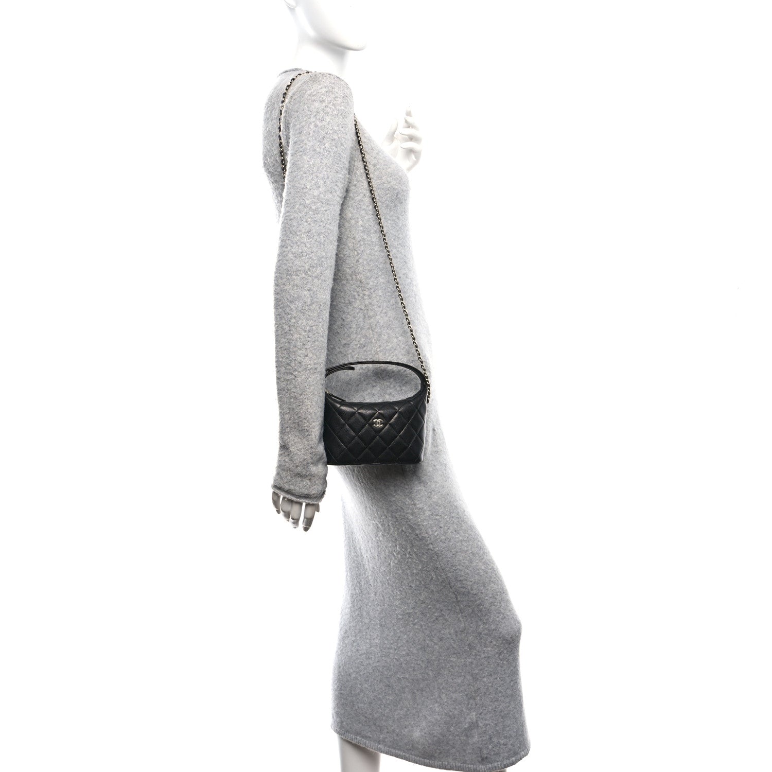Chanel Caviar Quilted Hobo Clutch With Chain Black Clutch With Chain Black 2 of 10