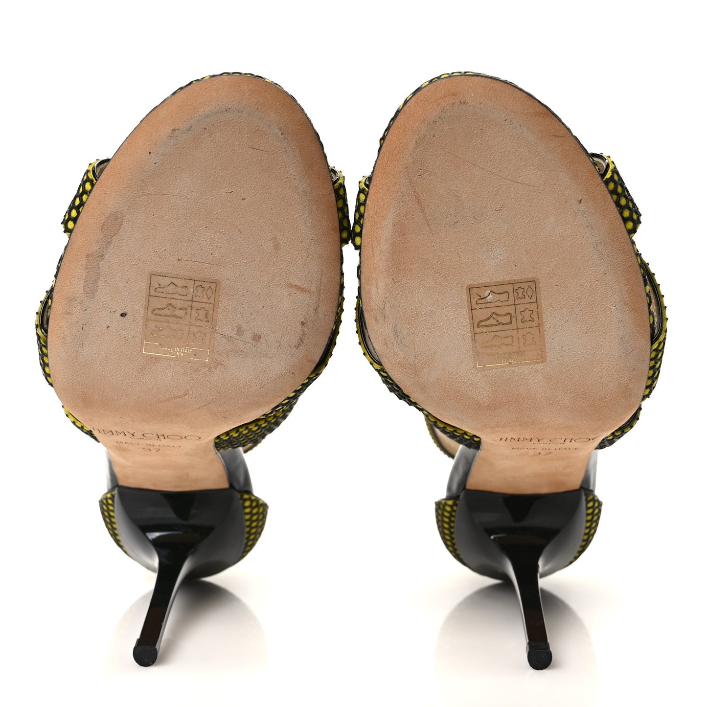 Suede Honeycomb Crisscross Sandals 37 Acid Yellow