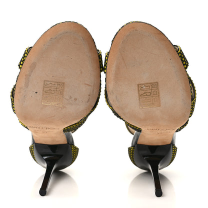 Jimmy Choo Suede Honeycomb Crisscross Sandals 37 Acid Yellow 5 of 7