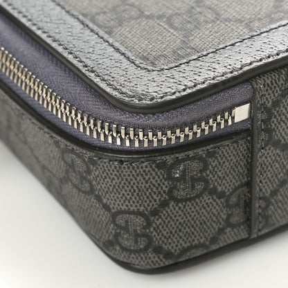 Gucci GG Supreme Monogram Textured Dollar Calfskin Small Ophidia Top Handle Shoulder Grey Black Graphite Grey 9 of 10