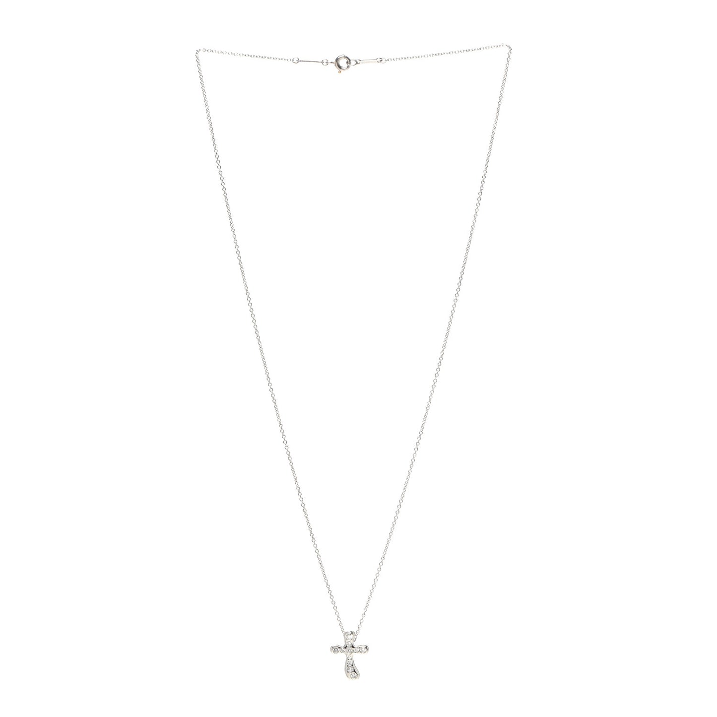 Platinum Diamond 11mm Elsa Peretti Cross Pendant Necklace