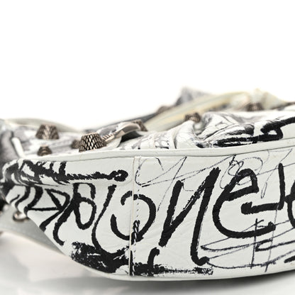Balenciaga Agneau Arena Graffiti Le Cagole Shoulder Bag XS White Black 10 of 12