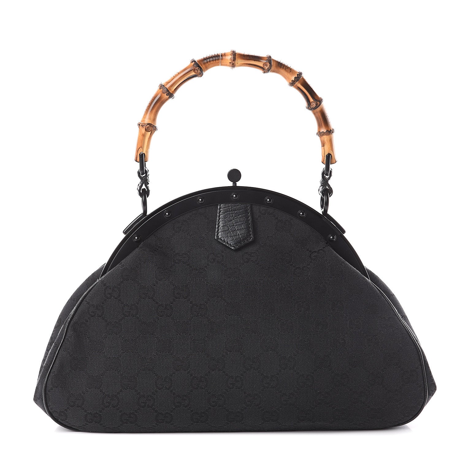 Gucci Monogram Bamboo Top Handle Bag Black 1 of 8