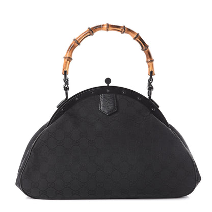 Gucci Monogram Bamboo Top Handle Bag Black 1 of 8