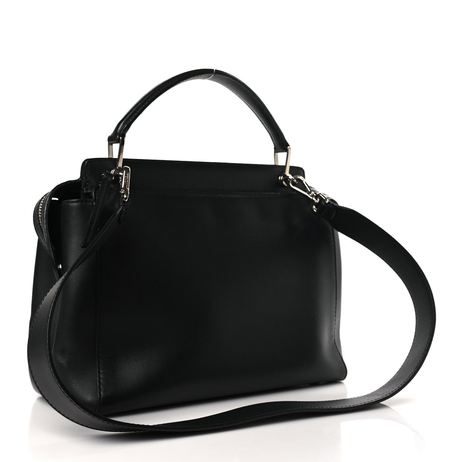 Fendi Vitello Baltico Dolce DotCom Satchel Black Blue Royal 4 of 11