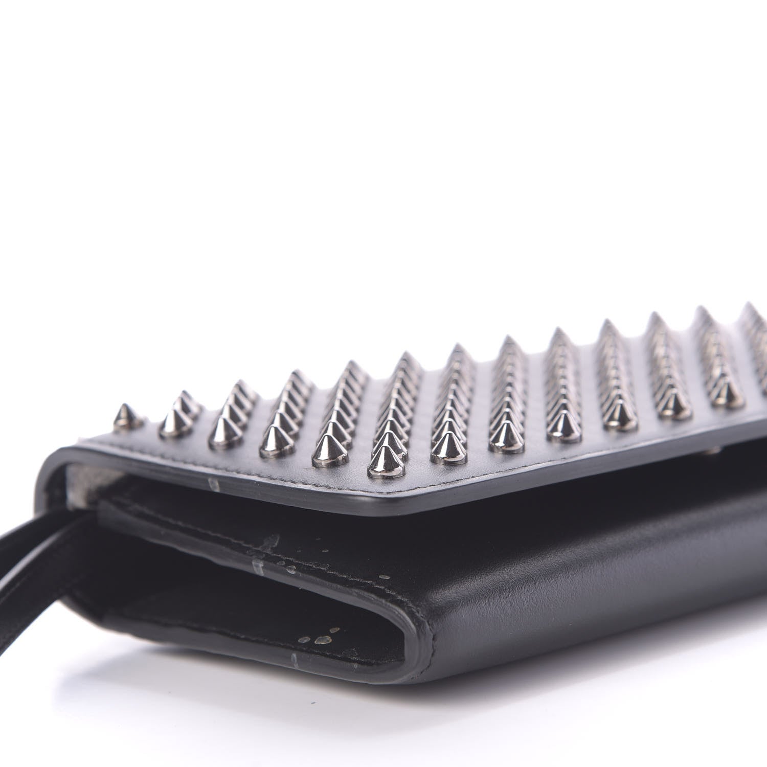 Christian Louboutin Calfskin Macaron Spiked Flap Wallet Black 6 of 10