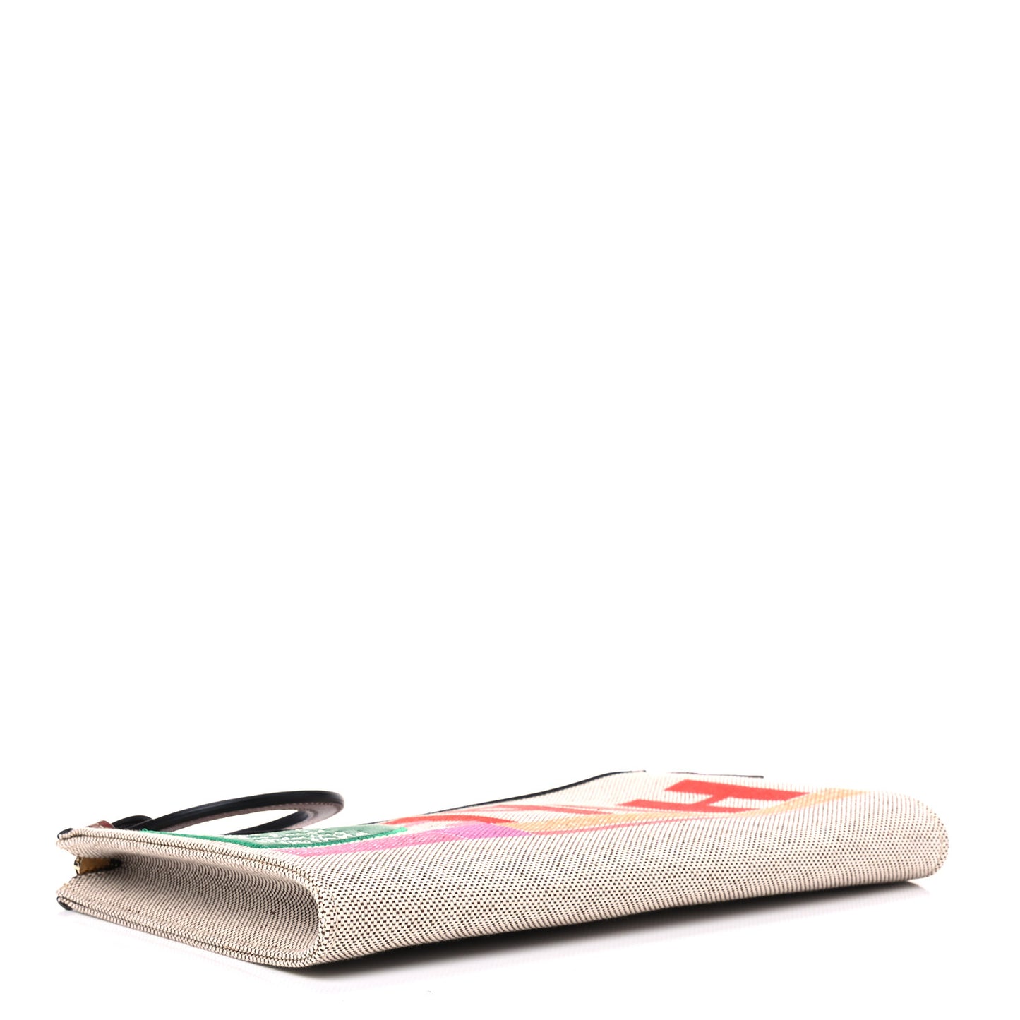 Cotton Calfskin Hope Clutch Sepia Brown
