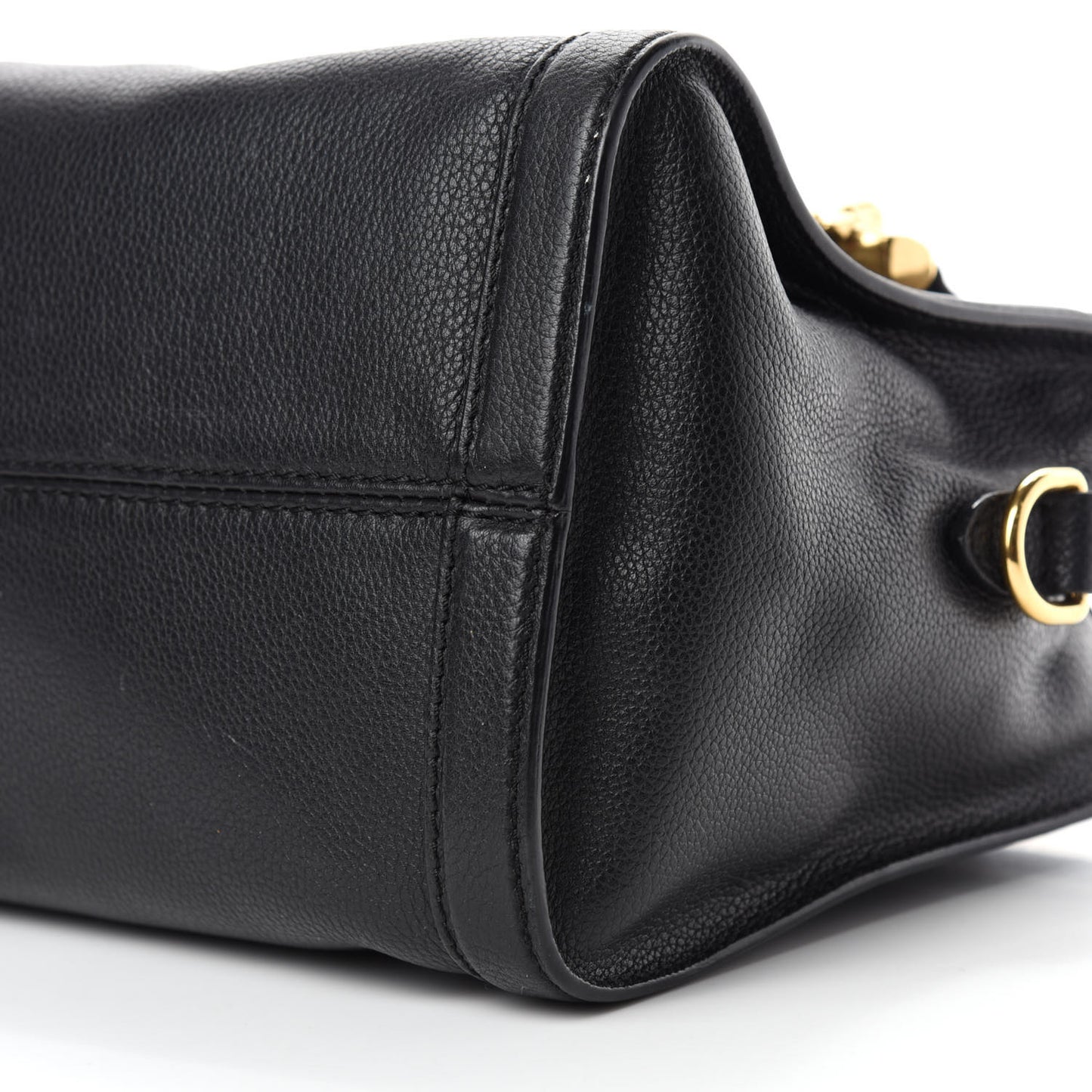 Pebbled Calfskin Small Skull Padlock Zip Around Tote Black