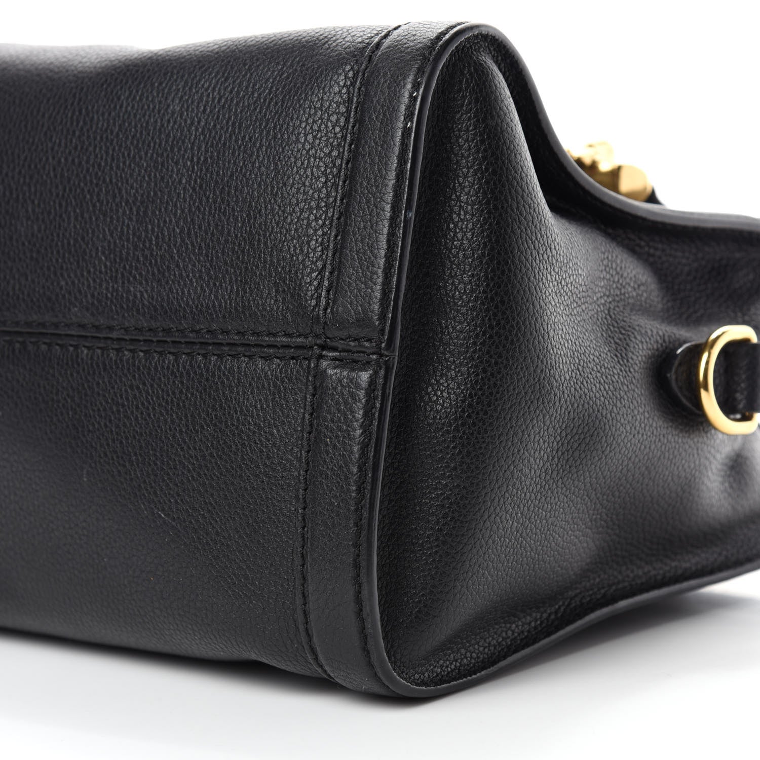 Alexander McQueen Pebbled Calfskin Small Skull Padlock Zip Around Tote Black 7 of 10