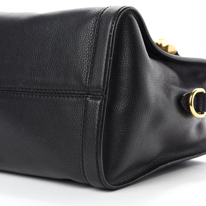 Alexander McQueen Pebbled Calfskin Small Skull Padlock Zip Around Tote Black 7 of 10