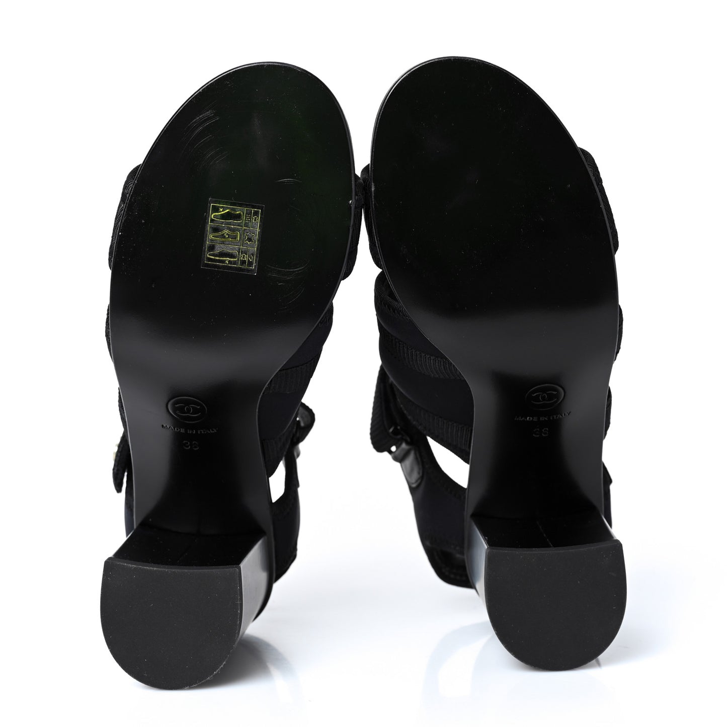 Fabric Metal CC Logo Sandals 38 Black