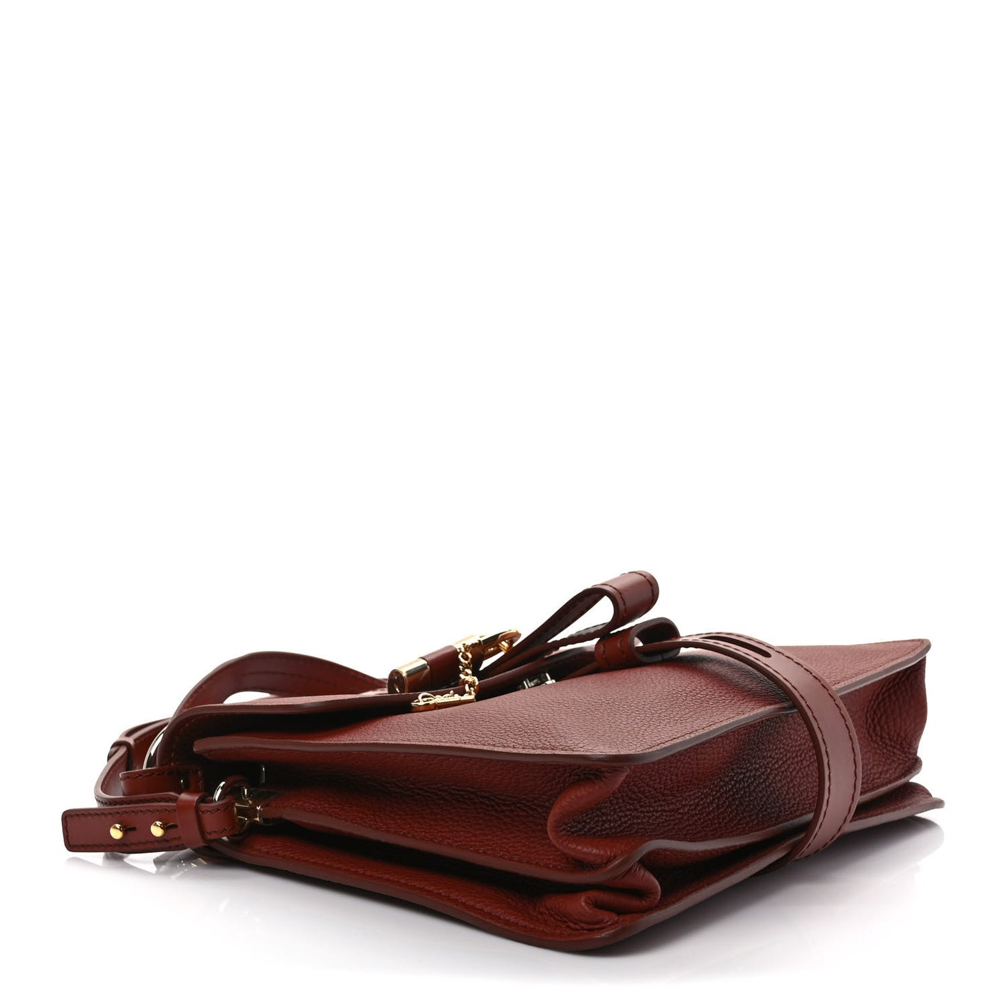 Shiny Grained Calfskin Medium Aby Day Shoulder Bag Sepia Brown