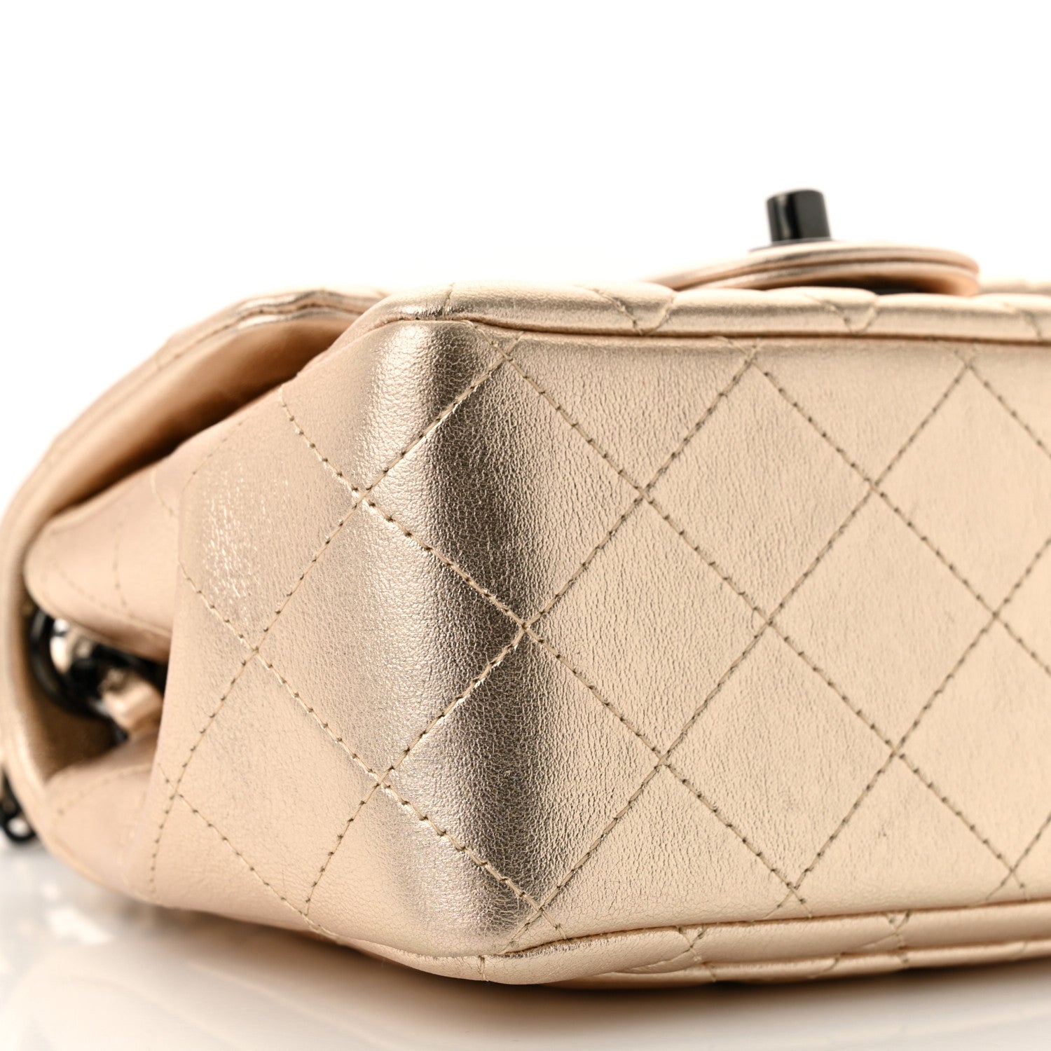 Chanel Metallic Lambskin Quilted Mini Square Flap Gold Black 9 of 12