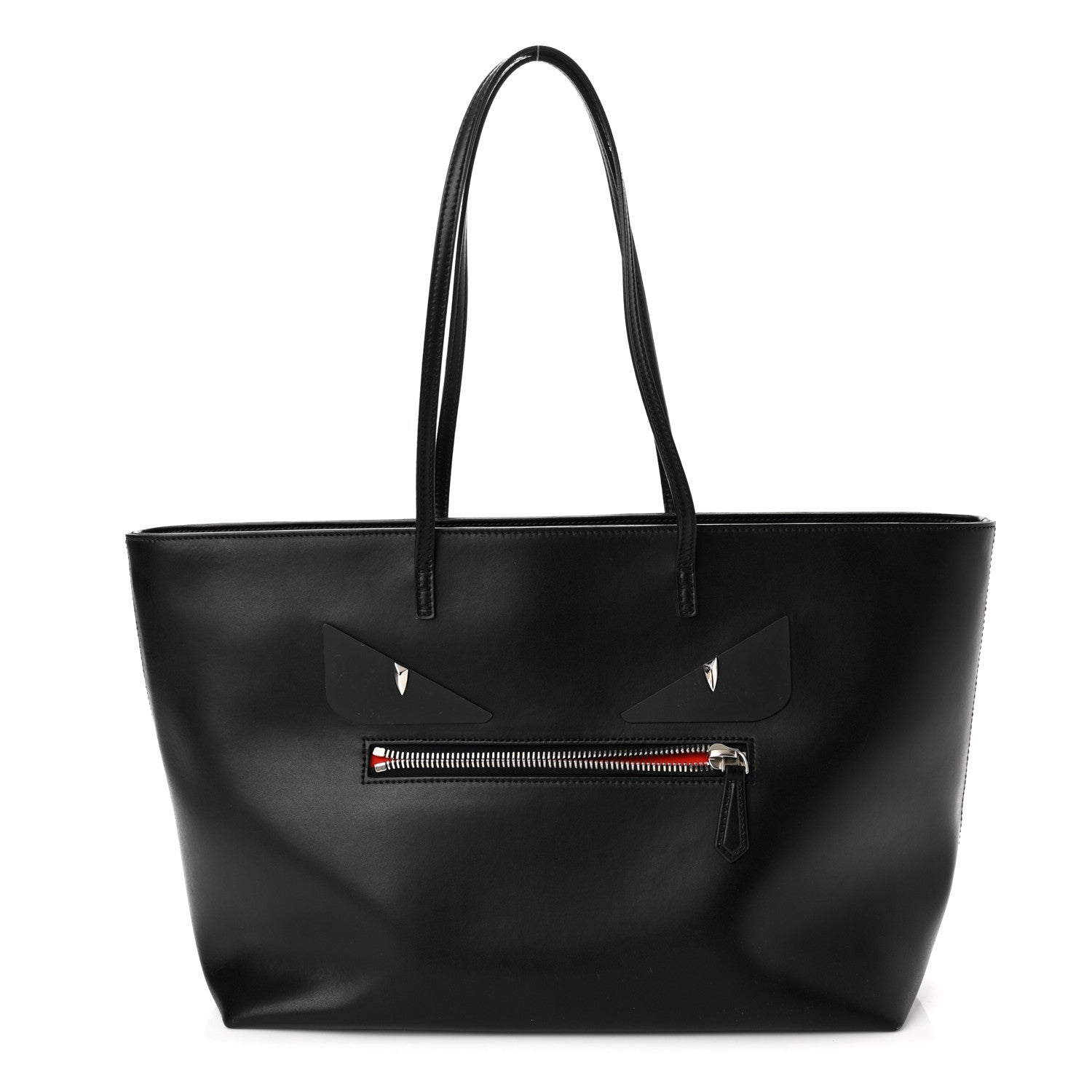 Fendi Vitello Liberty Lucido Metal Monster Eyes Medium Roll Tote Black 1 of 10