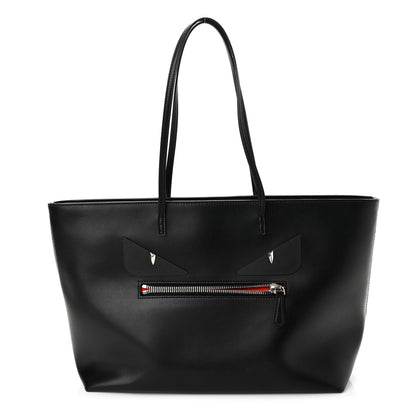 Fendi Vitello Liberty Lucido Metal Monster Eyes Medium Roll Tote Black 1 of 10