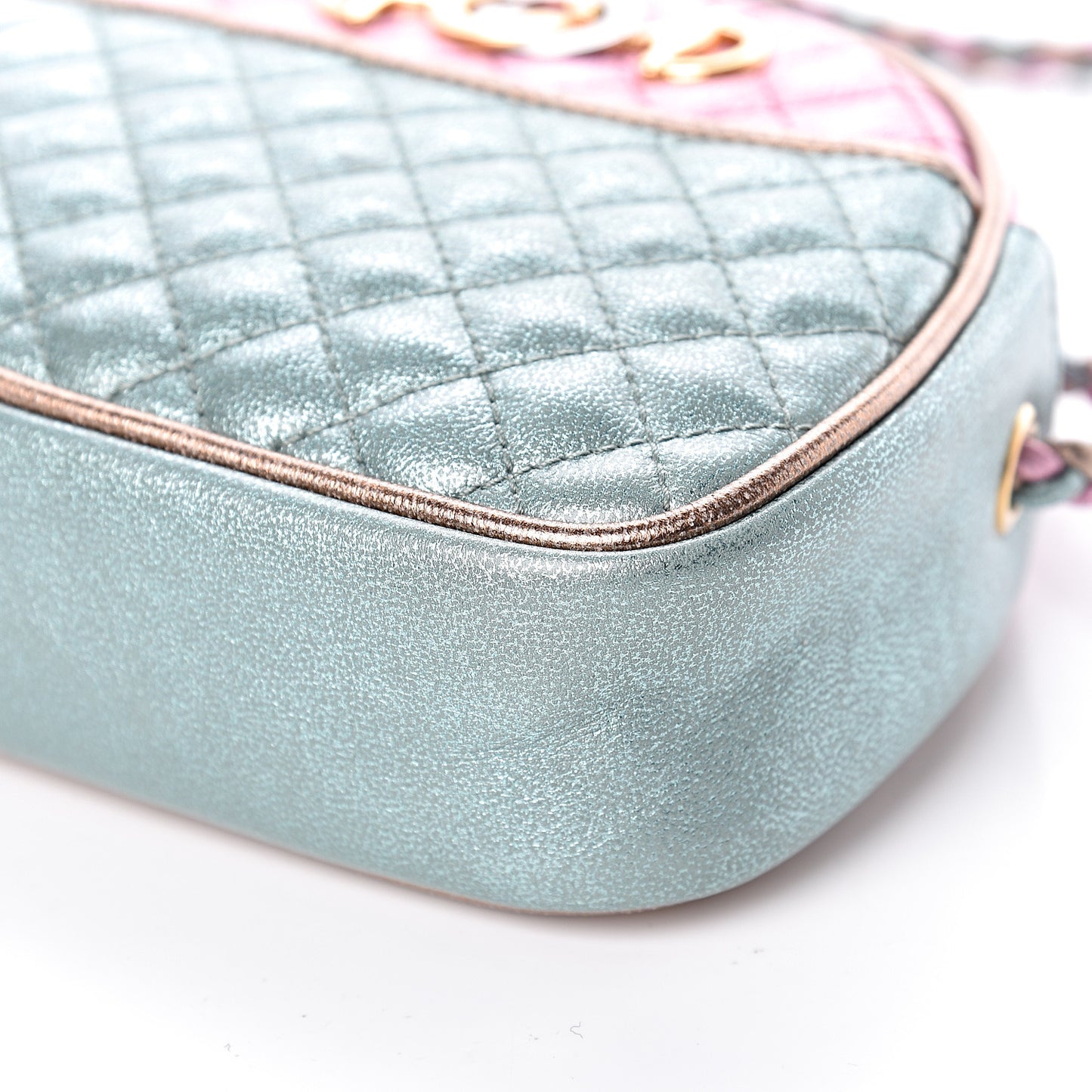 Laminated Nappa Trapuntata Mini Zumi Dome Shoulder Bag Rosa Lago Rame