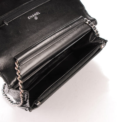 Chanel Distressed Patent Calfskin Quilted Wallet on Chain WOC Black 7 of 7
