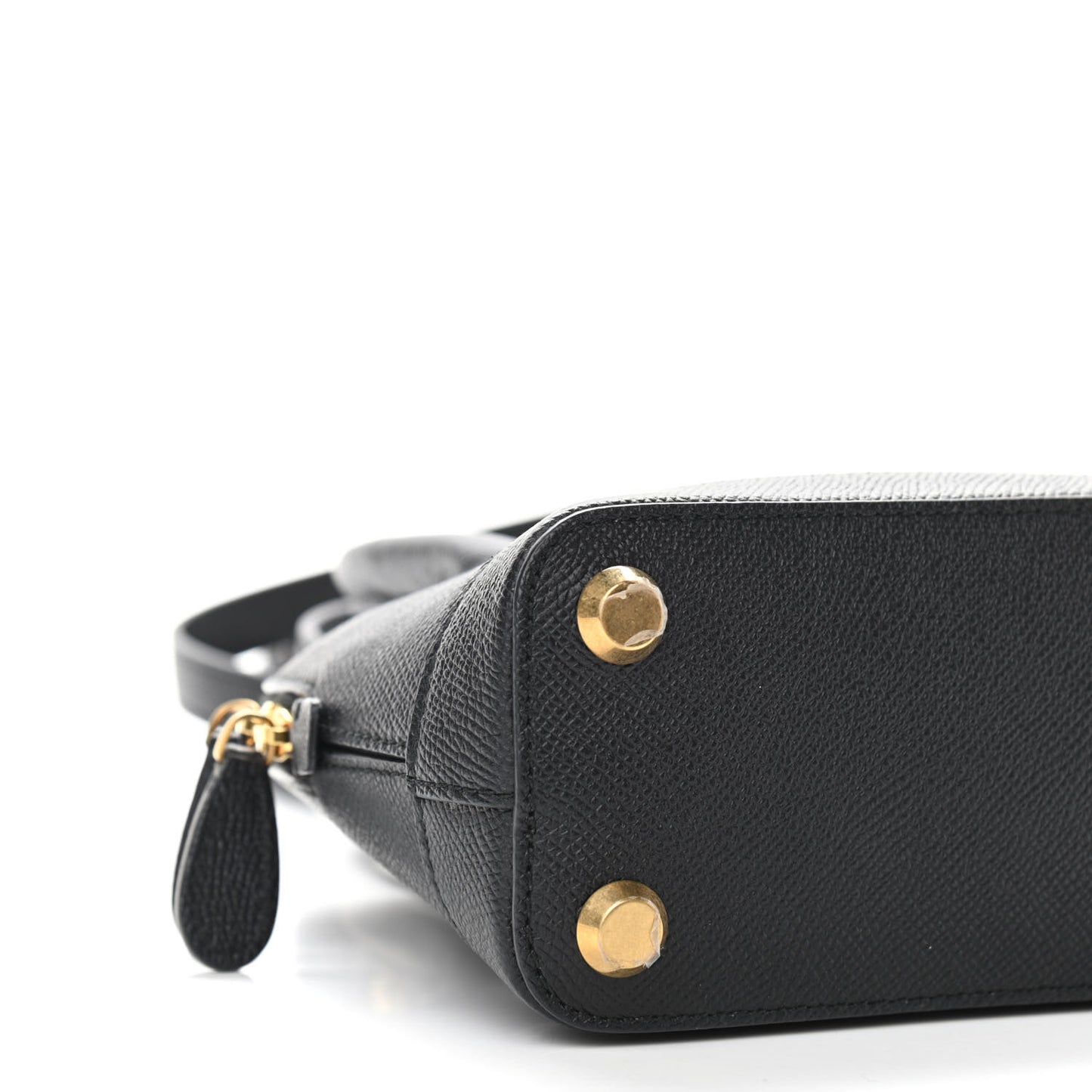 Signature Grained Calfskin XXS Ville Top Handle Bag Black White