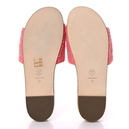 Chanel Tweed Grosgrain CC Mule Slide 40 Pink Black 5 of 10
