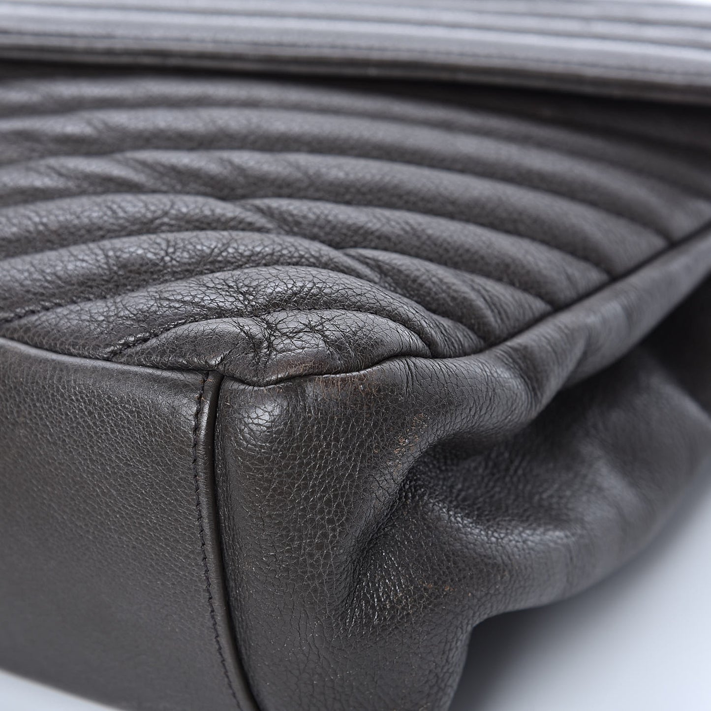 Sheepskin Matelasse Chevron Monogram Large College Satchel Dark Anthracite