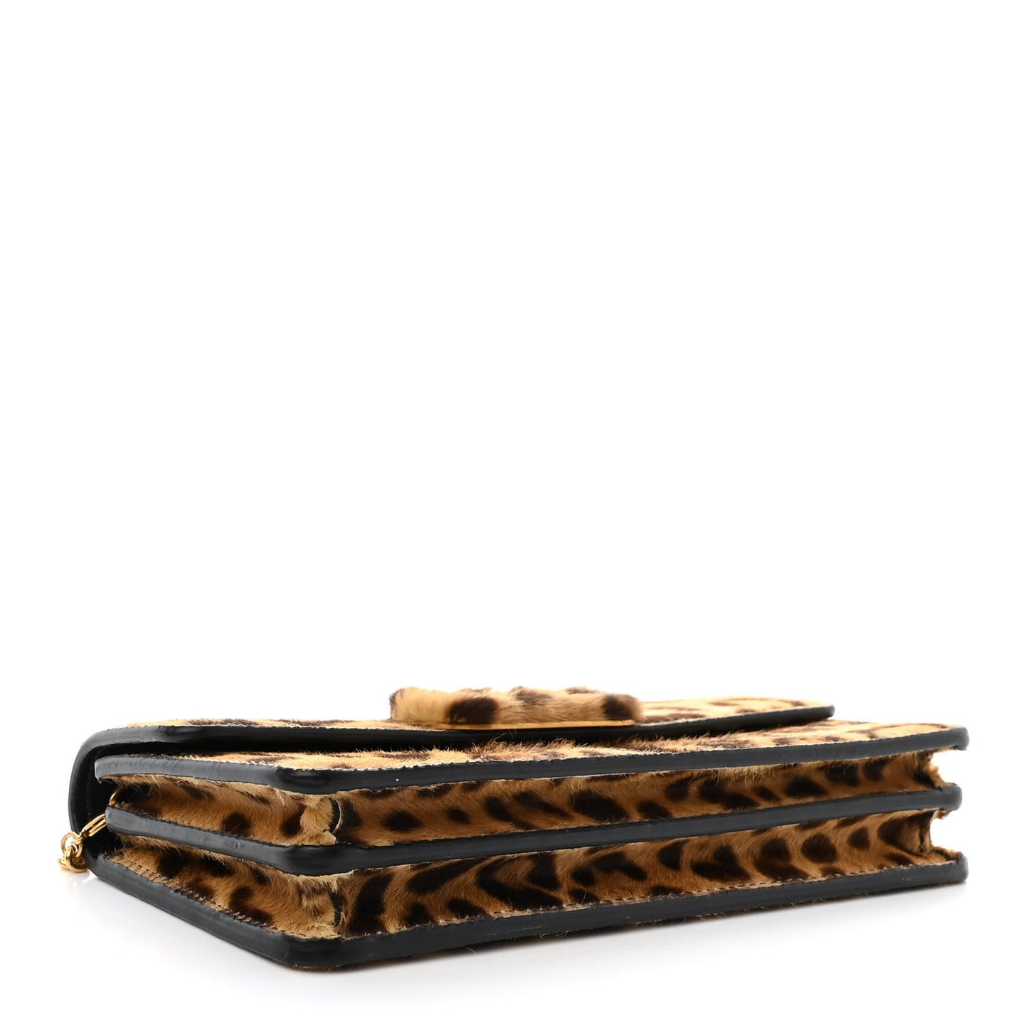Calf Hair Leopard Print VSling Chain Wallet