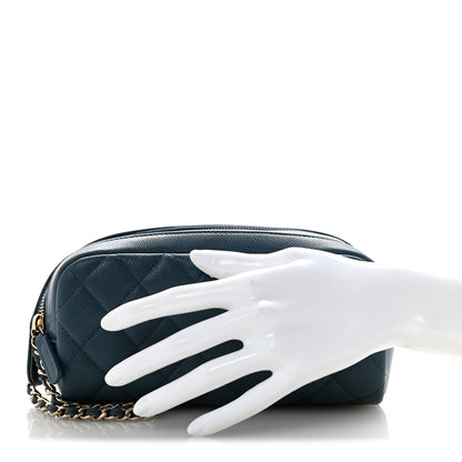 Chanel Caviar Quilted Toiletry Case With Chain Blue 2 of 8