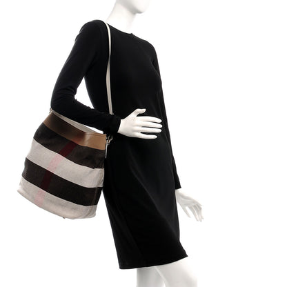 Burberry Canvas Mega Check Medium Susanna Hobo White 2 of 9