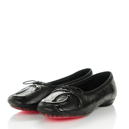 Chanel Lambskin Quilted Cambon Ballerina Flats 37.5 Black 3 of 9