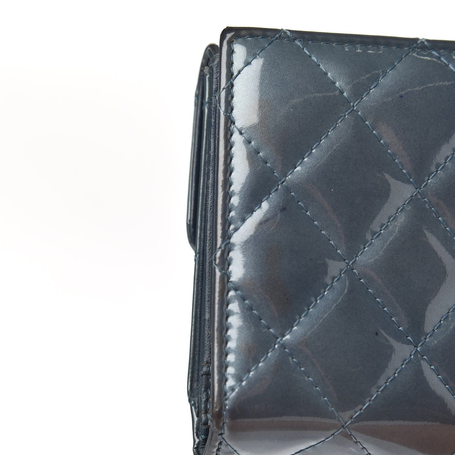 Chanel Patent Quilted Brilliant Flap Wallet Royal Blue 11 of 18