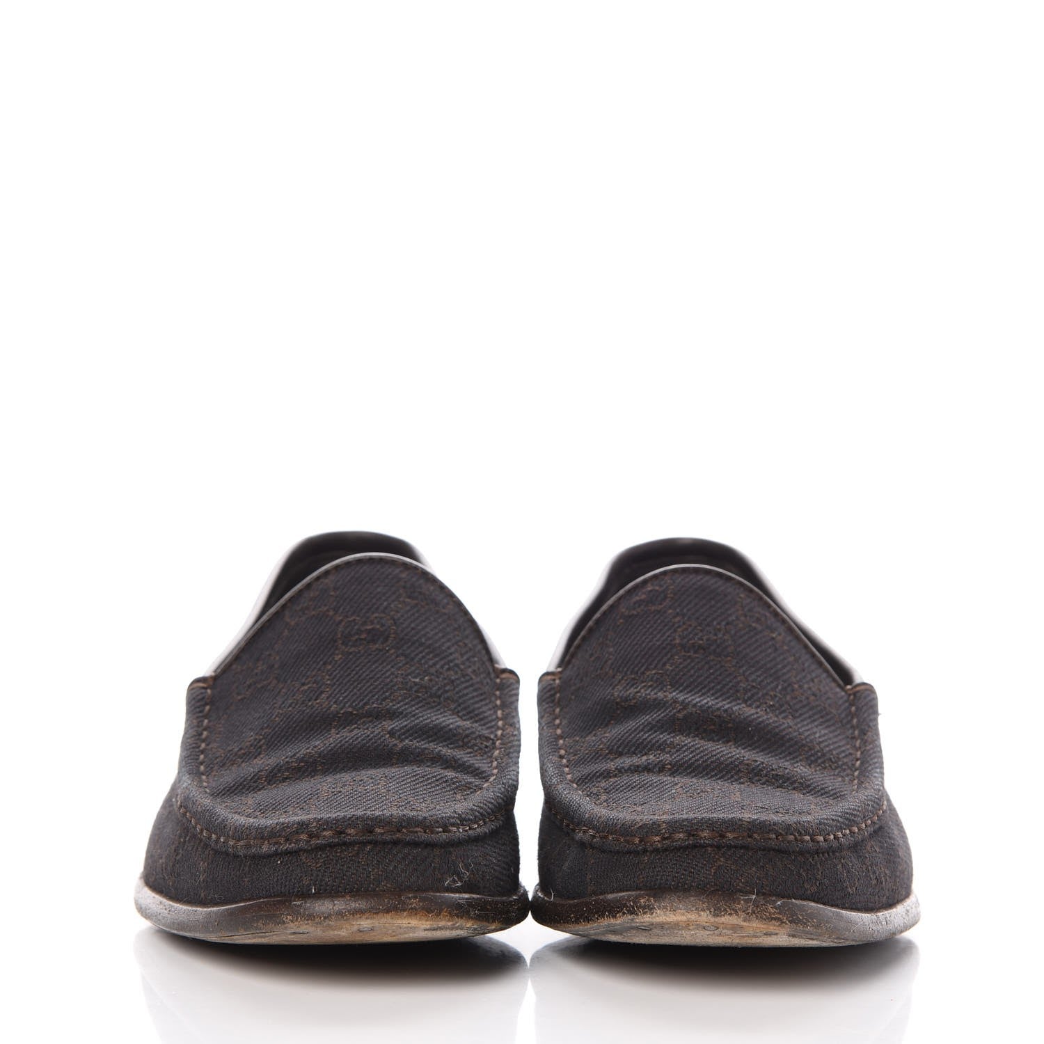 Gucci Denim Monogram Loafers 8 Dark Brown 2 of 9