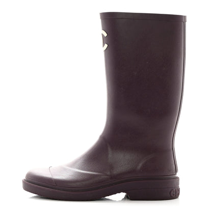 Chanel Caoutchouk CC High Boots 40 Dark Purple 1 of 8