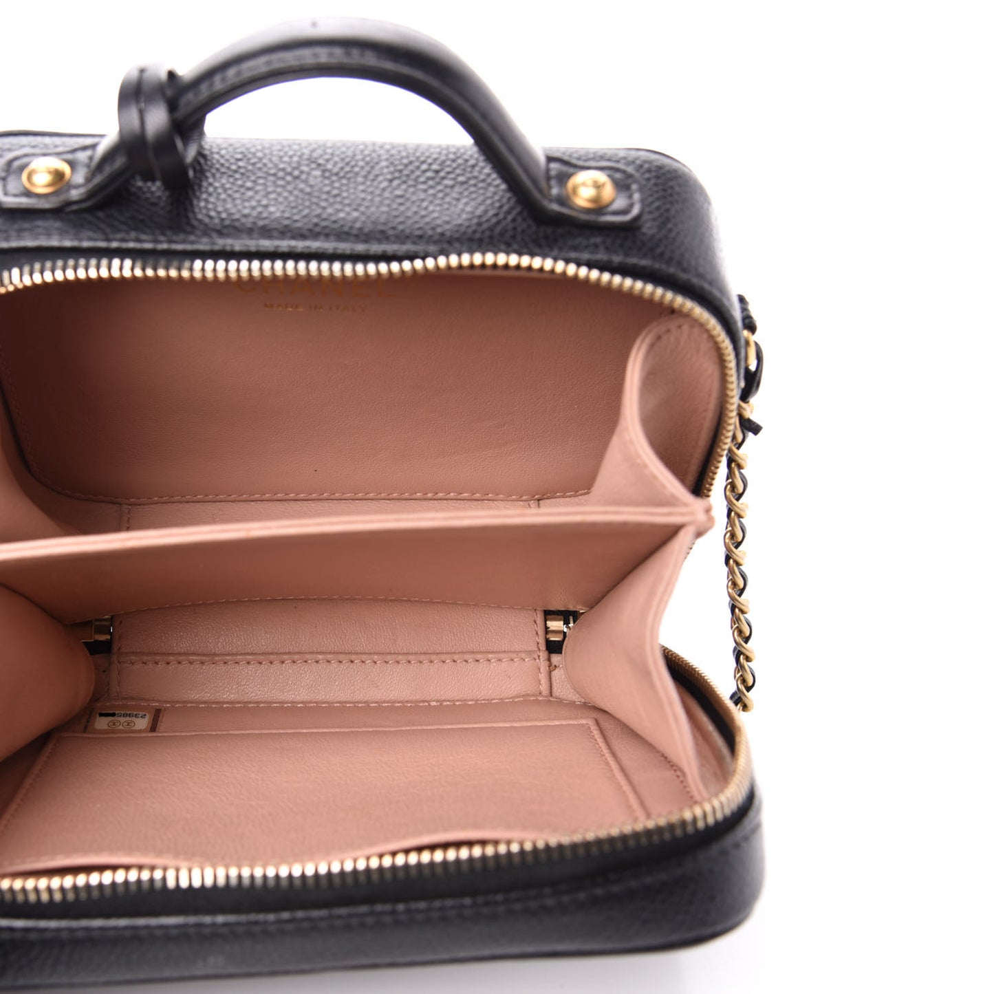 Caviar Quilted Small CC Filigree Vanity Case Black