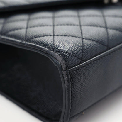 Saint Laurent Grain De Poudre Textured Mixed Matelasse Triquilt Medium Monogram Satchel Black 12 of 19