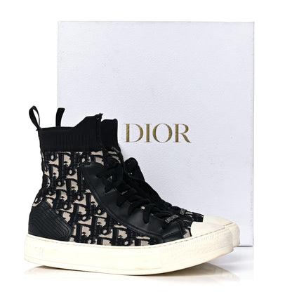 Christian Dior Technical Knit Calfskin Oblique Womens Walk'n Dior High Top Sneakers 38.5 Deep Blue 24 of 24