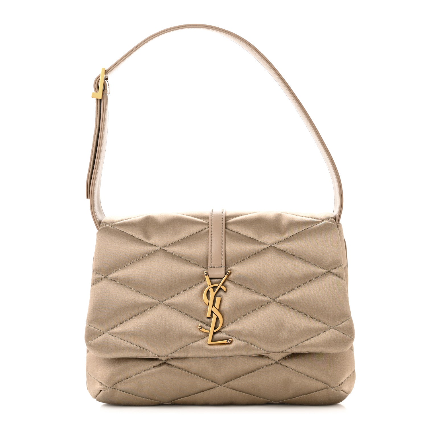 Saint Laurent Satin Quilted Le 57 Diamond Shoulder Bag Mouse 1 of 10