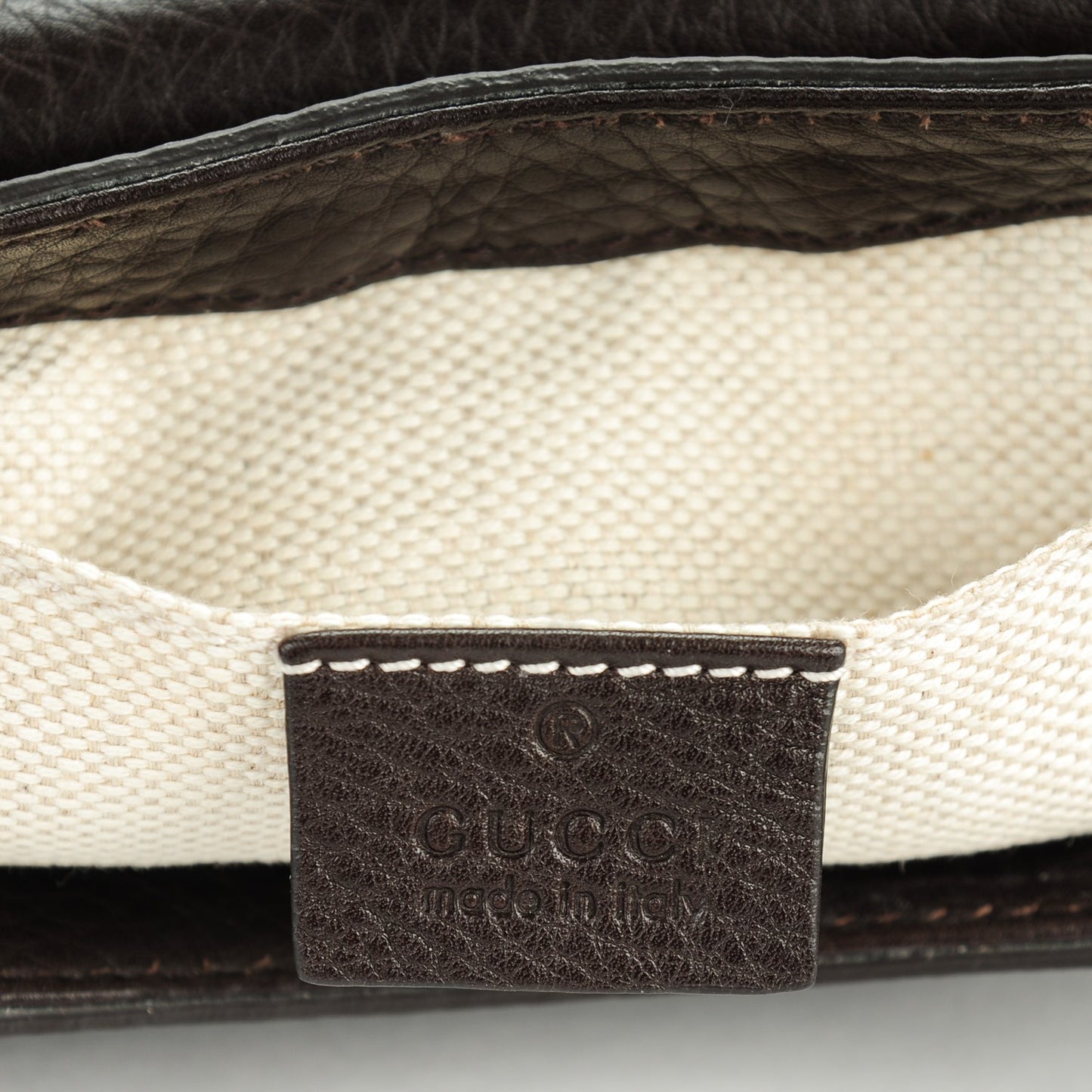 Pebbled Calfskin Web Small Dressage Shoulder Bag Dark Brown