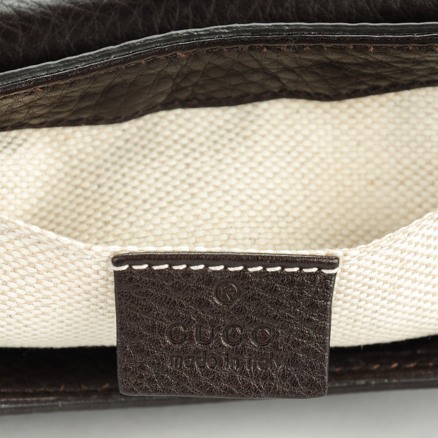 Gucci Pebbled Calfskin Web Small Dressage Shoulder Bag Dark Brown 6 of 7