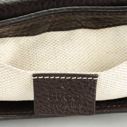 Gucci Pebbled Calfskin Web Small Dressage Shoulder Bag Dark Brown 6 of 7