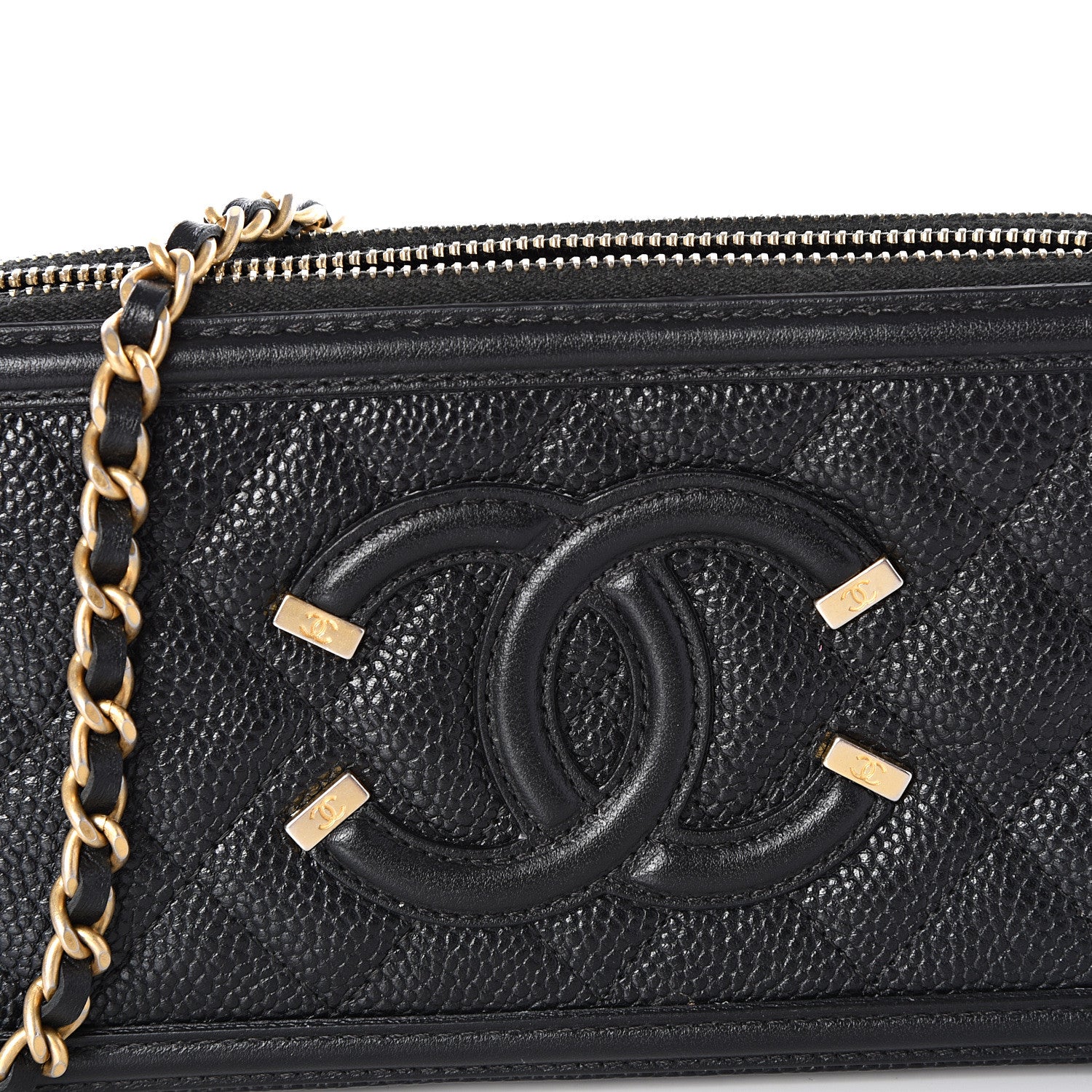 Chanel Caviar Quilted CC Filigree Clutch With Chain Black 9 of 10