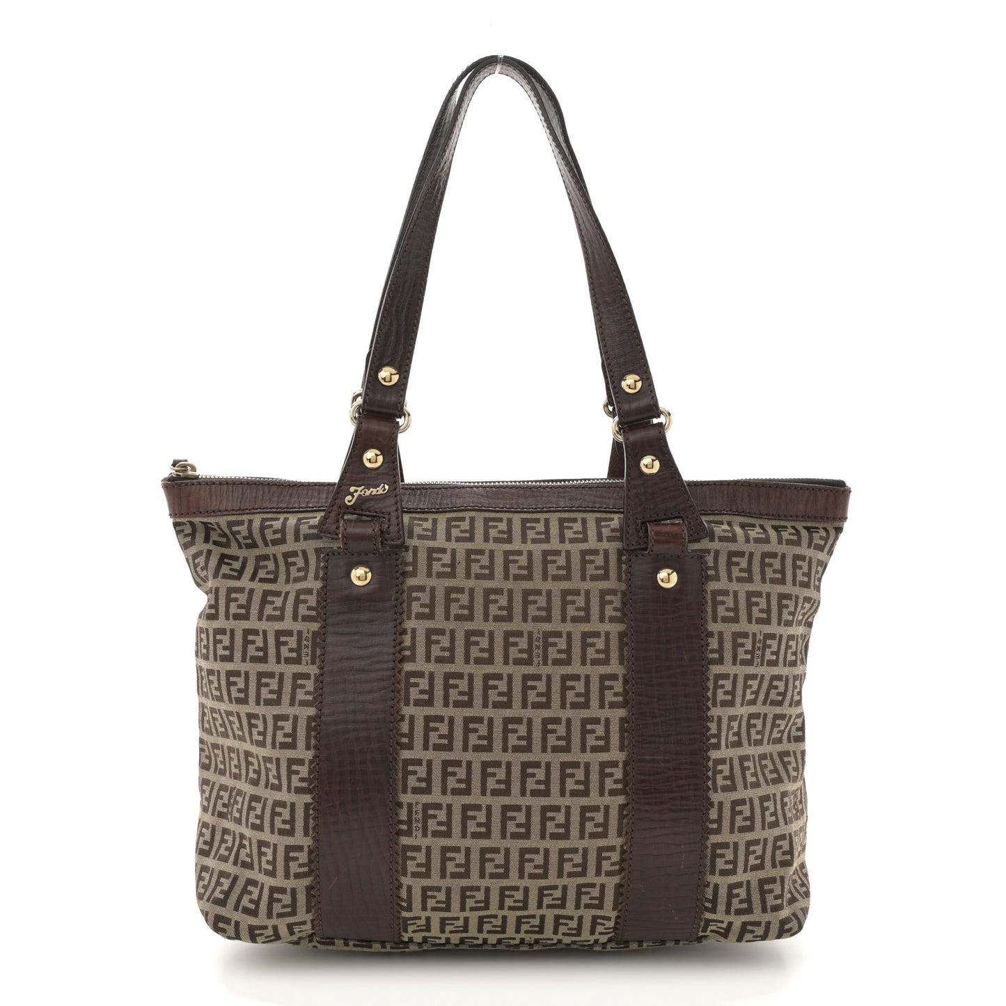 Zucchino Vitello Shopping Zip Tote Mogano Panna Bruciato