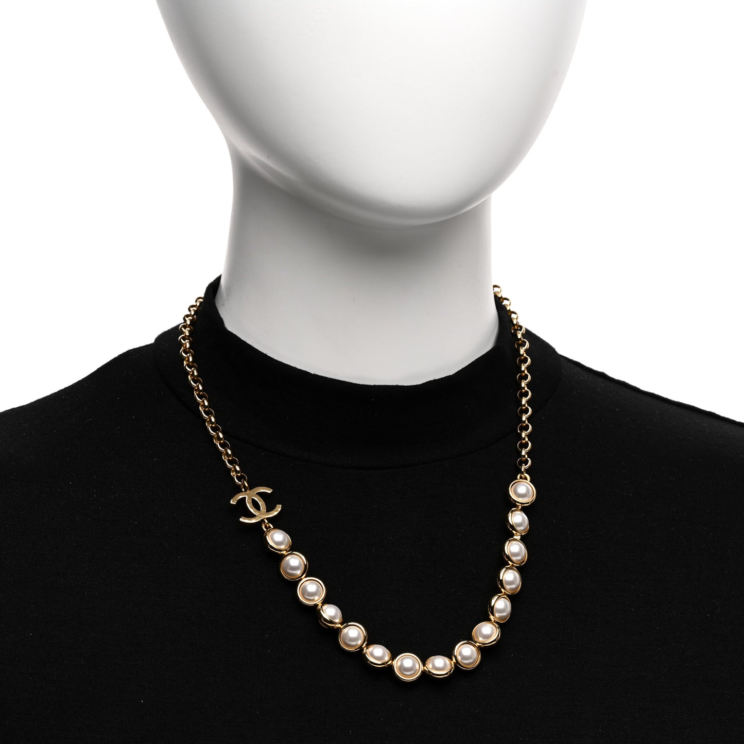 Pearl CC Short Necklace Gold