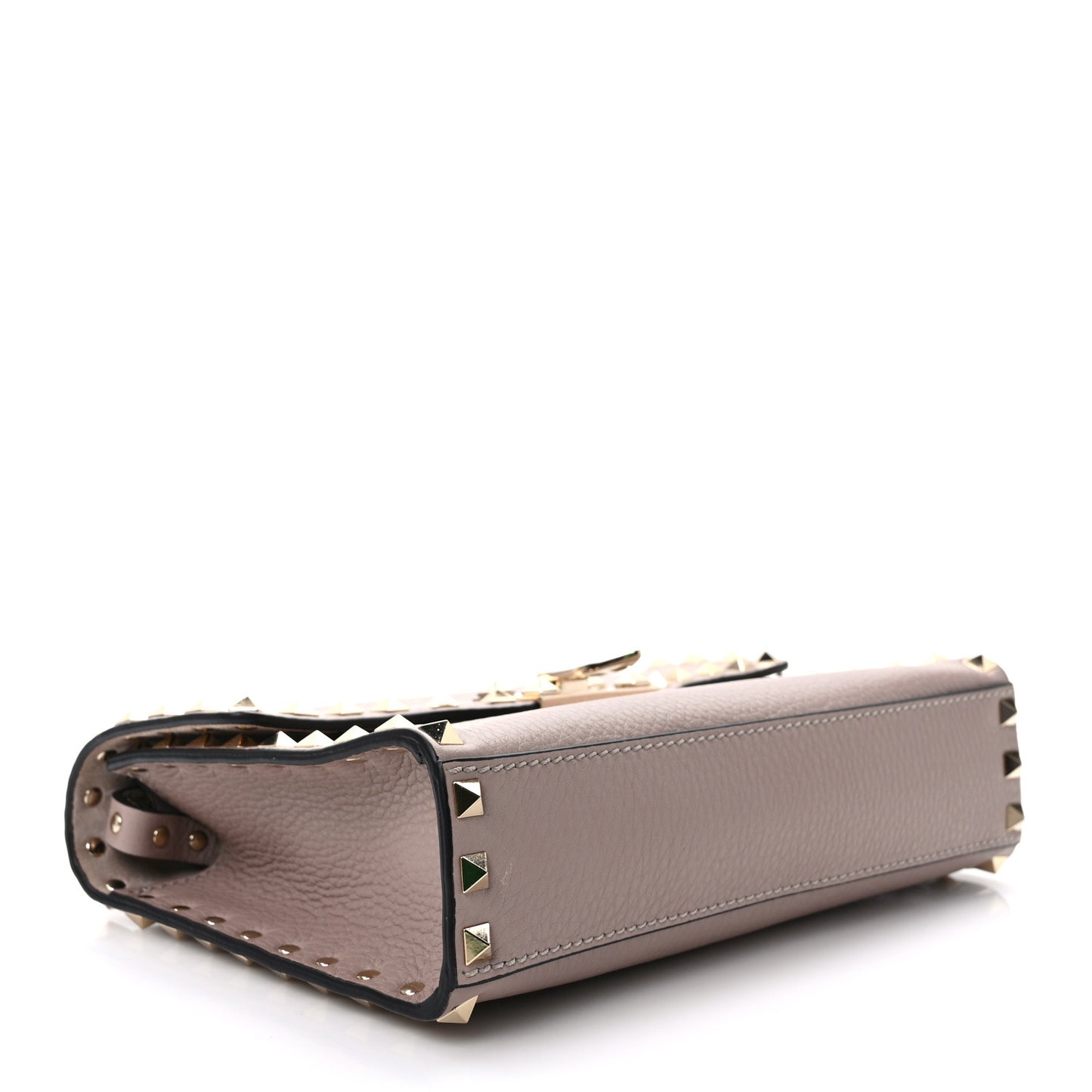 Pebbled Calfskin Medium Rockstud Flip Lock Crossbody Bag Clay
